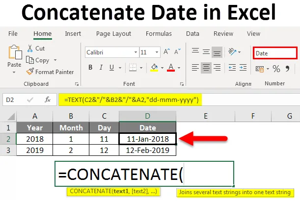 Data concatenata in Excel - Come concatenare la data in Excel?